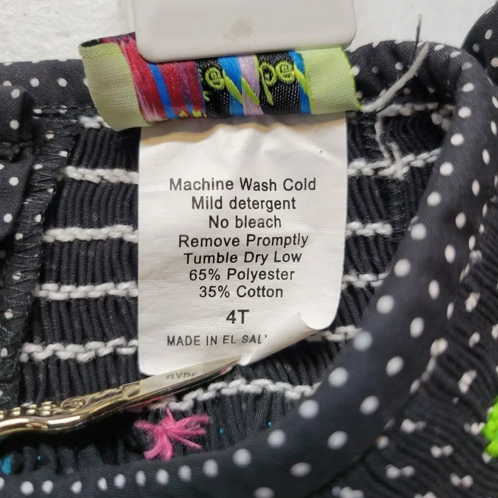 Stellybelly Turkey Thanksgiving Smocked Black Polka Dot Ricrac Trim Girls' Top